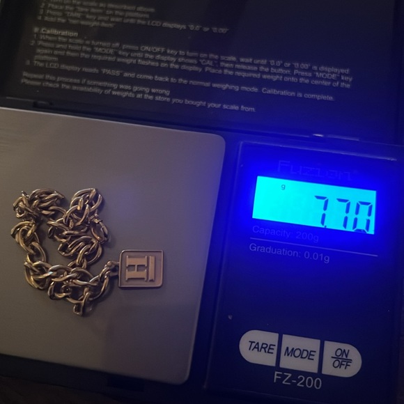 10K Solid Gold H Initial Charm on 12K Gold Filled Curb Link Charm Bracelet 7.7g - Picture 8 of 8